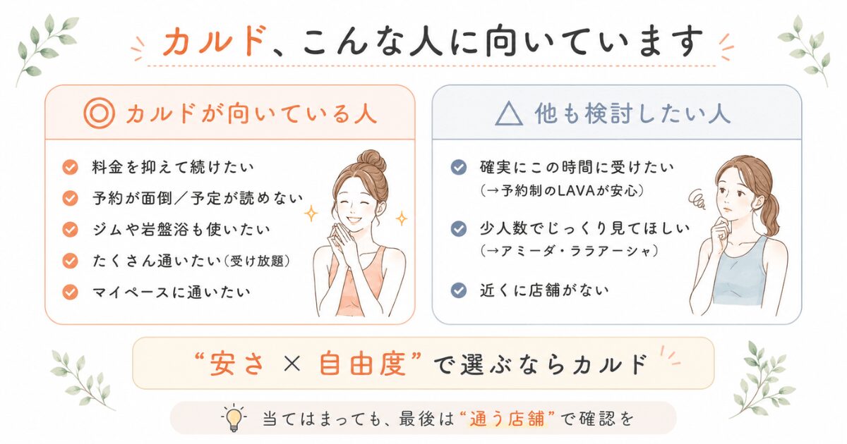 カルドに向いている人、向いていない人の一覧